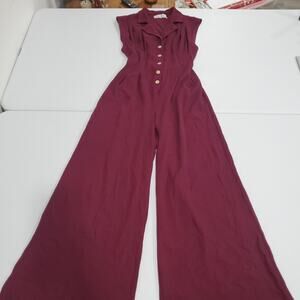 Free People Beach Shasta Jumpsuit Women Small Purple FIg Jam Sleeveless Wide Leg